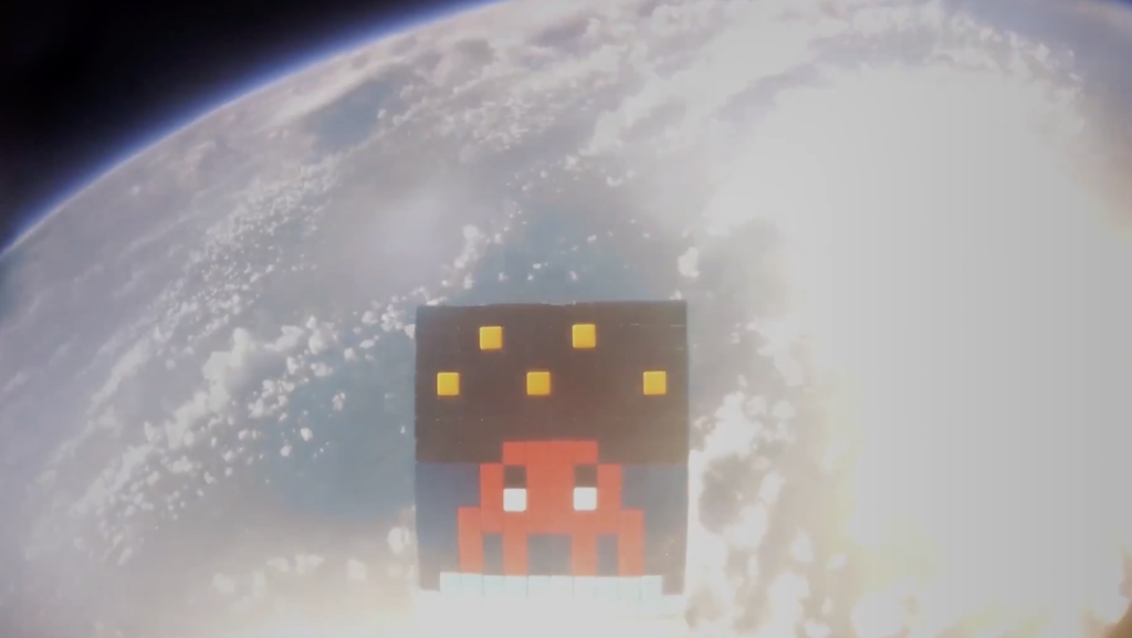 Stills from Invader’s ART4SPACE film, documenting the SpaceOne mosaic stratospheric journey. All copyright Invader