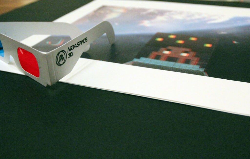 ART4SPACE 3D is a limited edition signed screen print from Invader’s 2013 Space collection with 3D glasses