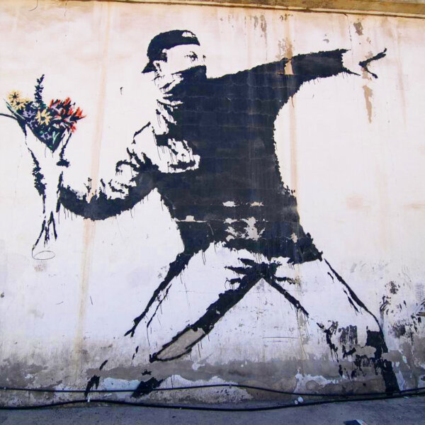Banksy - Love is in the Air (Flower Thrower) Image @ GraffitiStreet.com