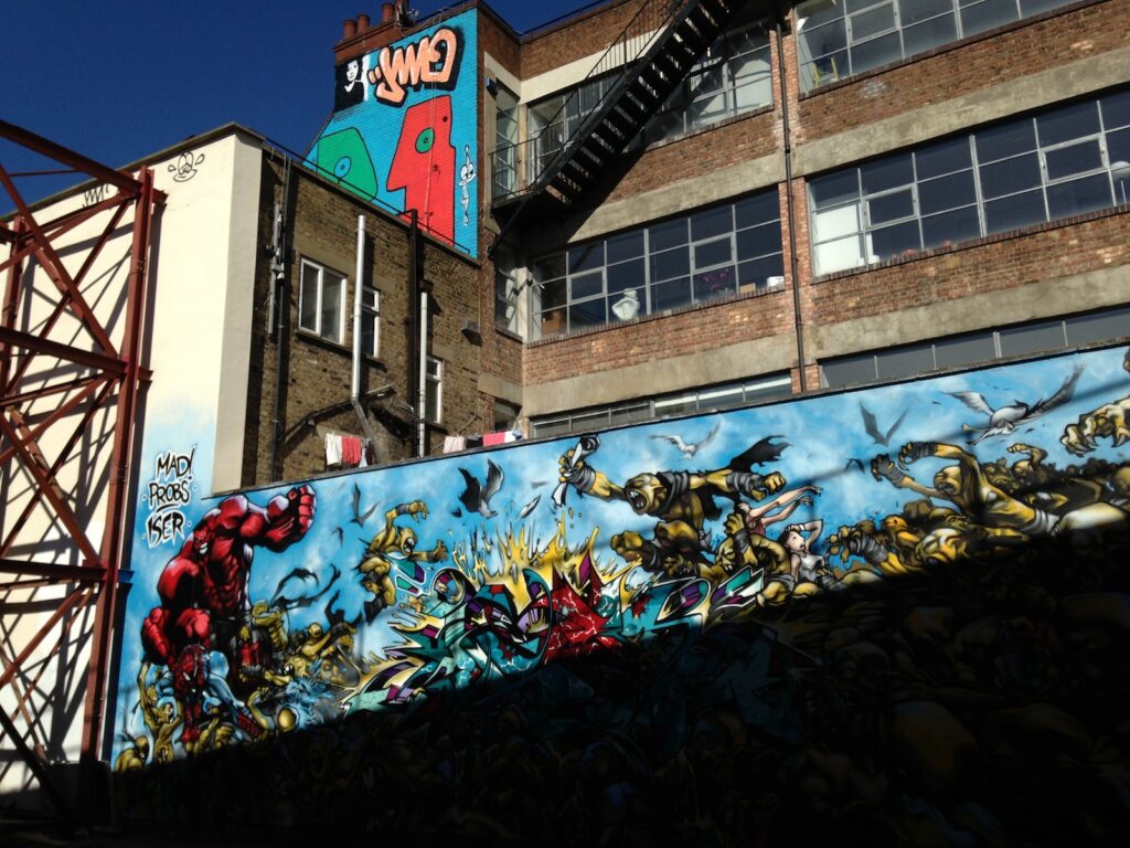Thierry Noir street art mural, Shoreditch, East London, 2013–2014, photographed by GraffitiStreet