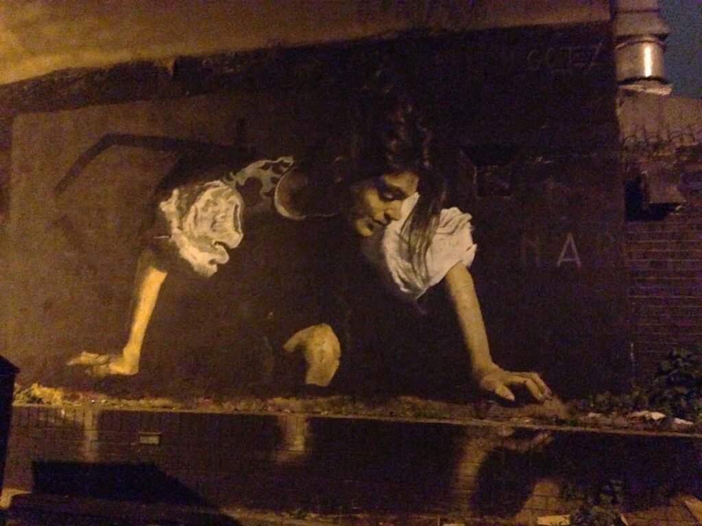 figurative street art piece, Shoreditch, East London, 2013–2014, photographed by GraffitiStreet