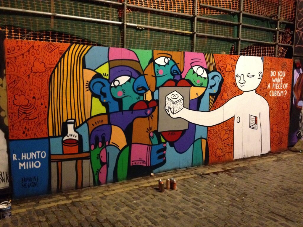 Hunto and Millo collaborate street art piece, Shoreditch, East London, 2013–2014, photographed by GraffitiStreet
