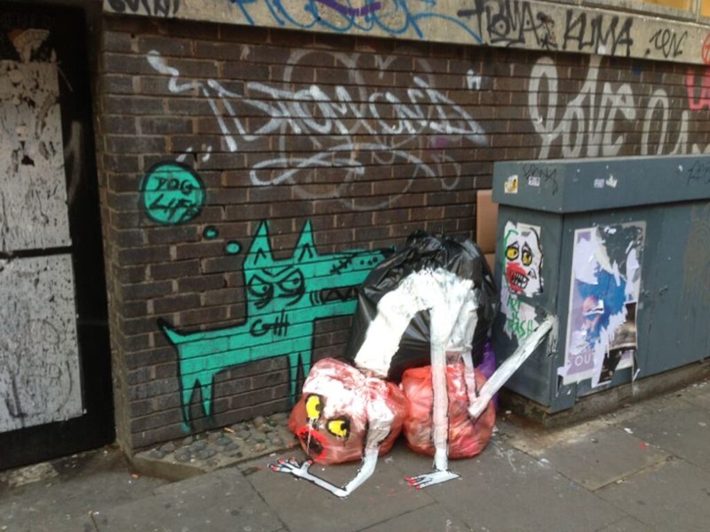 Art is Trash street art piece, Shoreditch, East London, 2013–2014, photographed by GraffitiStreet