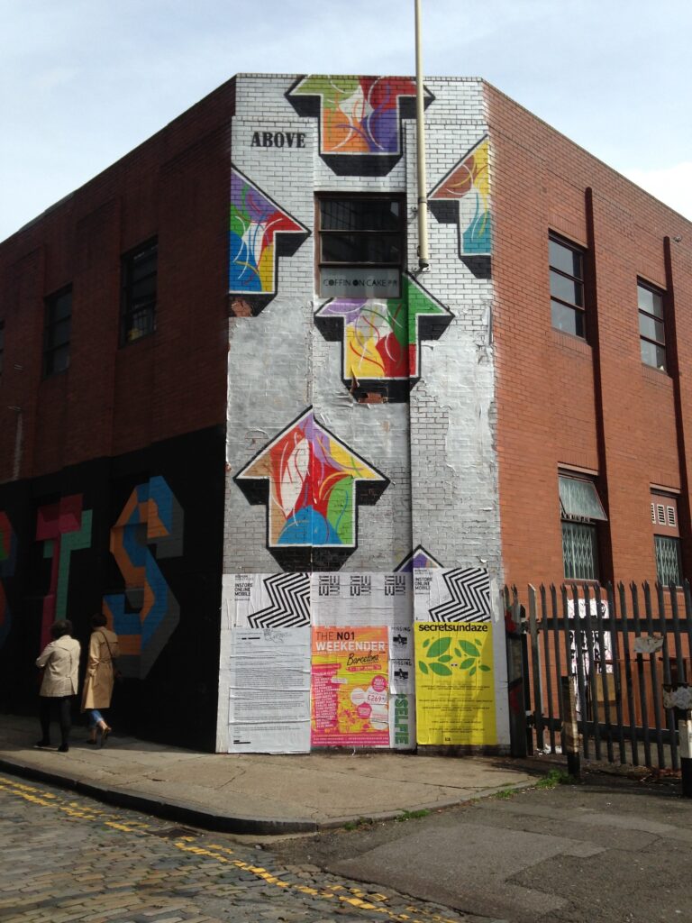 ABOVE spray-painted mural, warehouse wall, Shoreditch, East London, 2013–2014, photographed by GraffitiStreet