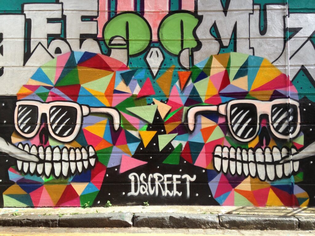 graffiti artwork on brick wall, Shoreditch, East London, 2013–2014, photographed by GraffitiStreet