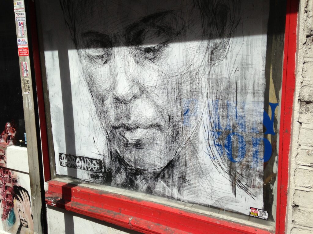 Borondo figurative street art piece, Shoreditch, East London, 2013–2014, photographed by GraffitiStreet