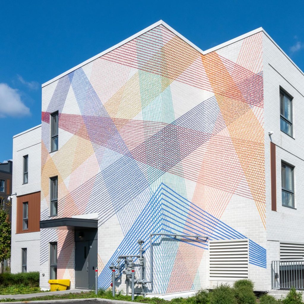 Cyndie Belhumeur Intertwined Perspectives mural in Laval Chomedey