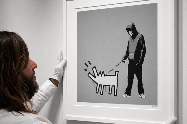 Banksy Choose Your Weapon silver screen print Pest Control authenticated GraffitiStreet