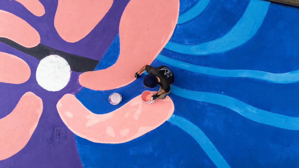 Day one of the SMOE Doyers Street mural