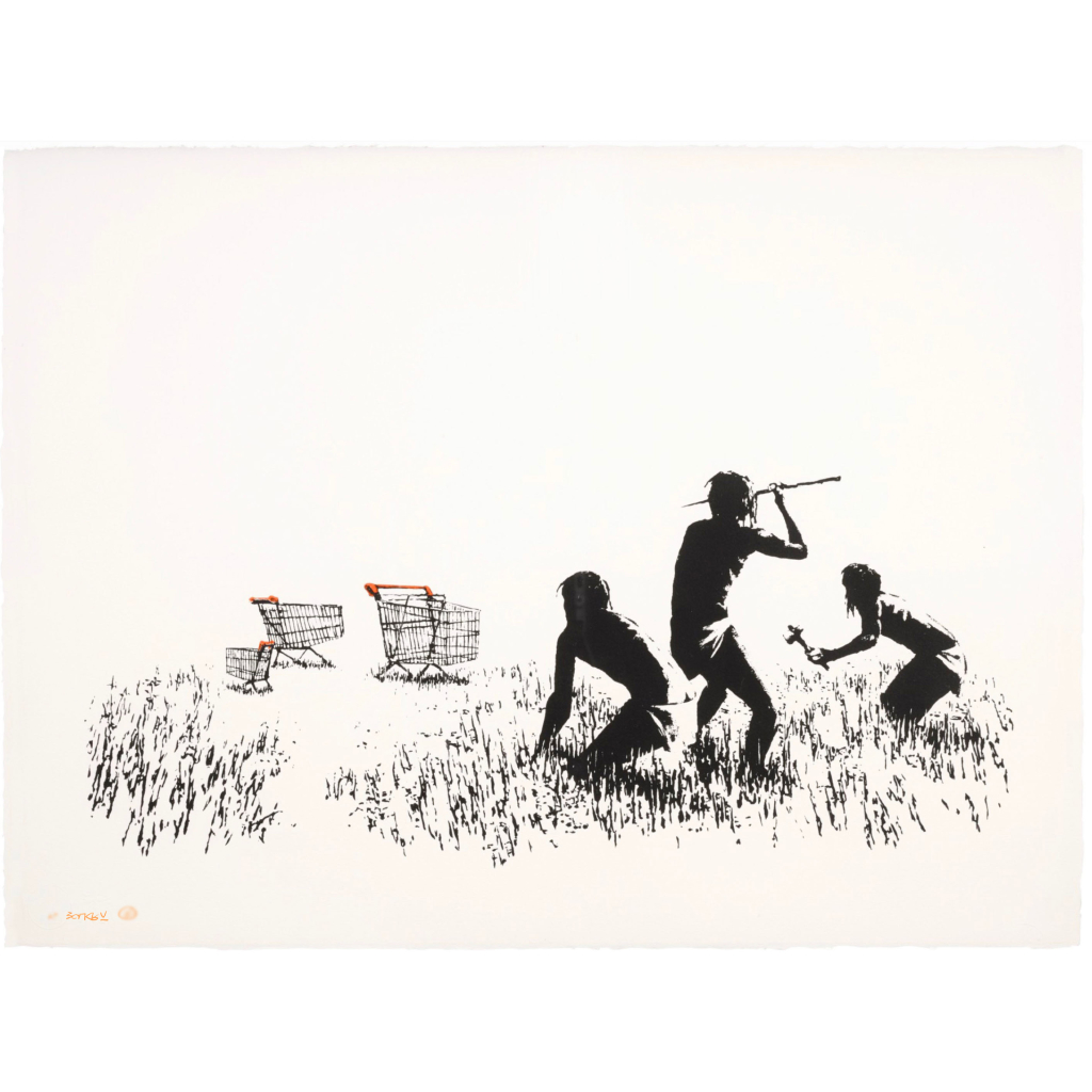 Banksy - Trolleys Black & White (Signed) Artist Proof